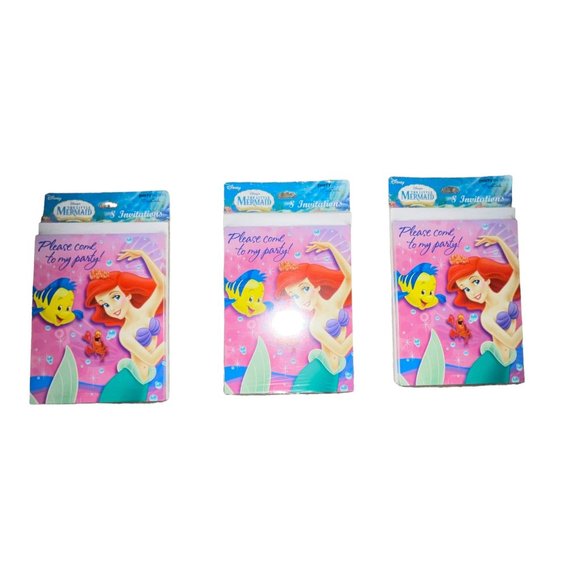 NIP Hallmark Disney Little Mermaid Ariel Birthday Party Invitations 3 Packs of 8 - Picture 1 of 3